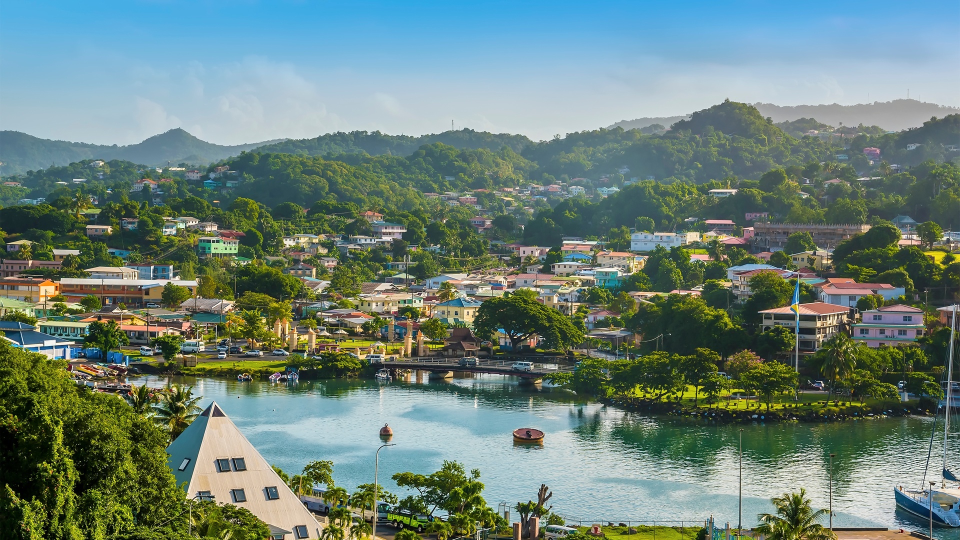 panoramic view of Castries in Saint Lucia