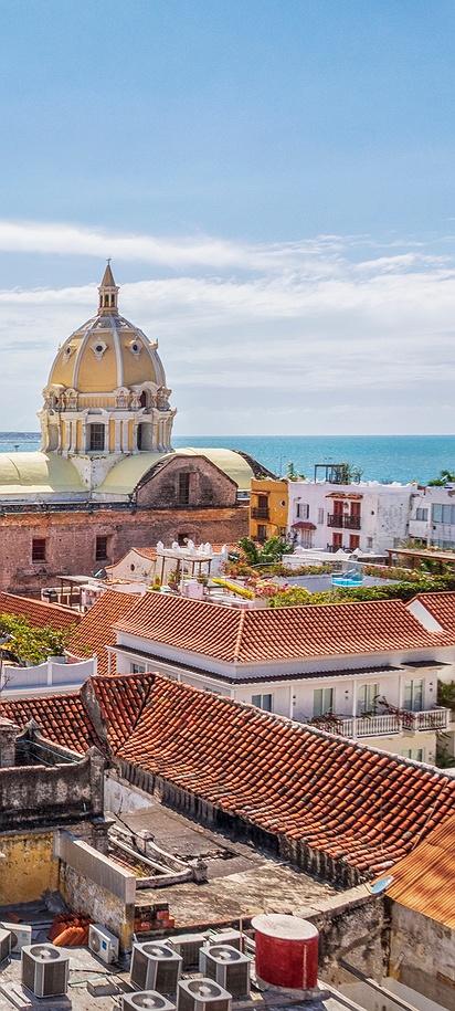 a scenic panoramic view of the historic city of Cartagena, Colombia
