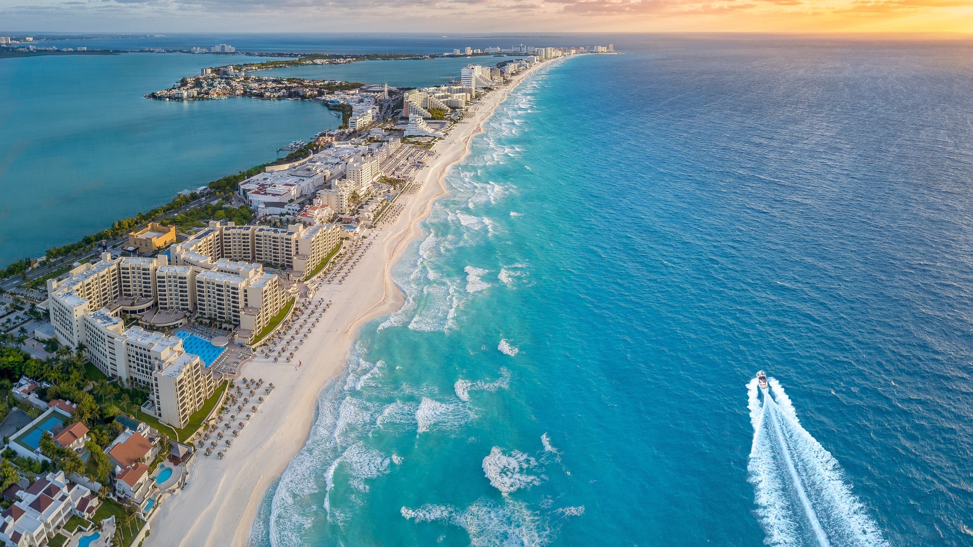 Aerial view of Cancún, Mexico