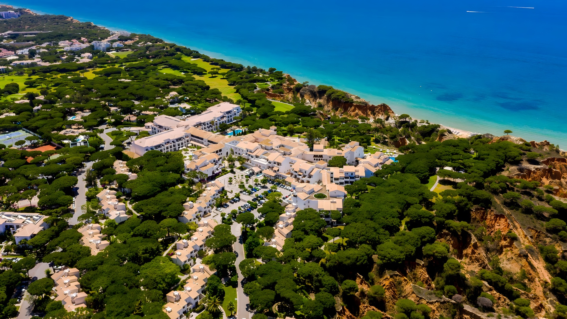aerial view of the Pine Cliffs Resort in Portugal