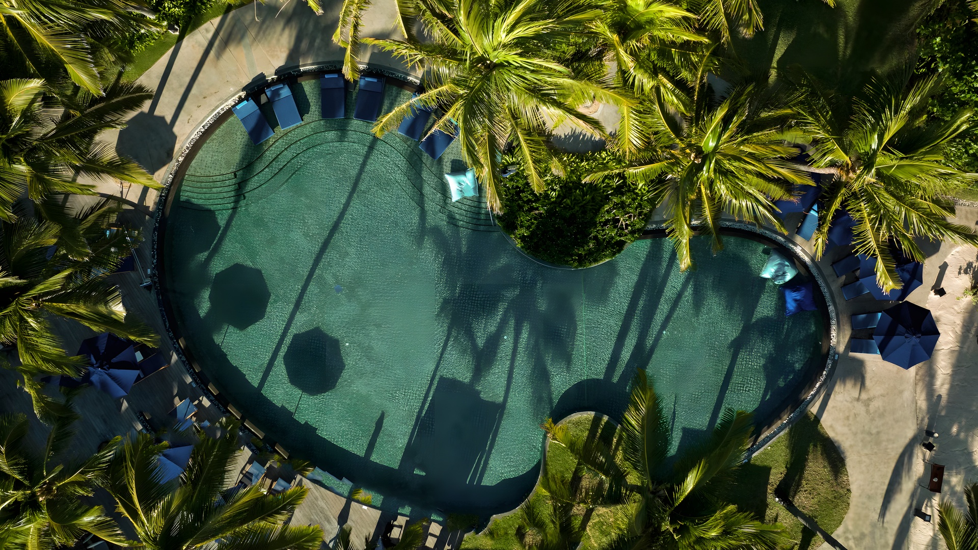 Constance Belle Mare Plage aerial pool view
