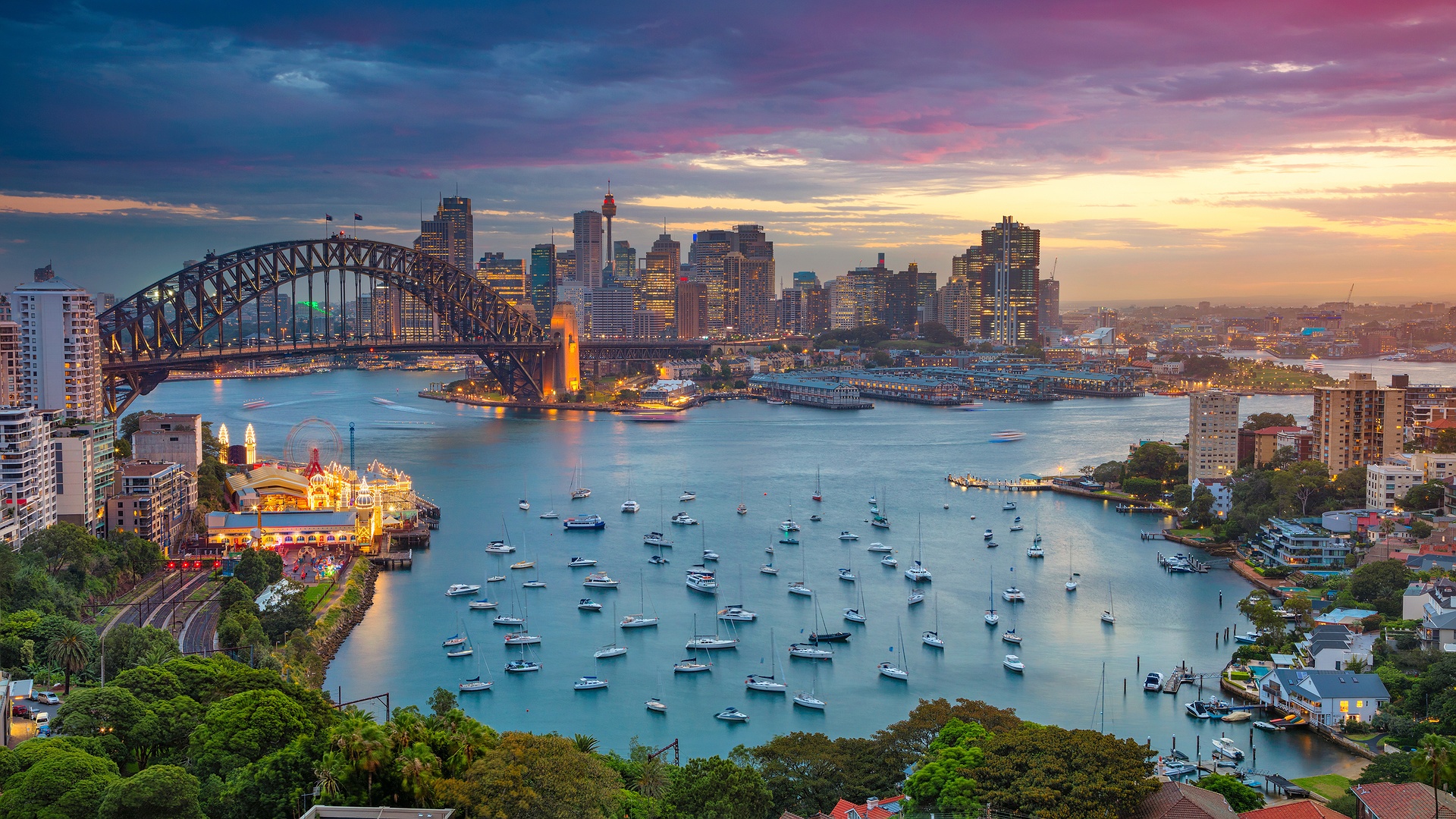 Sydney skyline at dusk in Australia