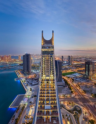 Katara Towers, a landmark architectural structure in Lusail, Qatar