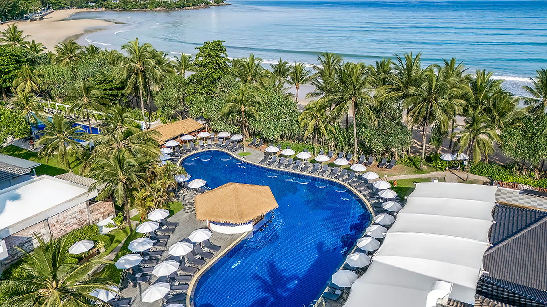 an aerial view of the Sunprime Kamala Beach resort in Phuket, Thailand