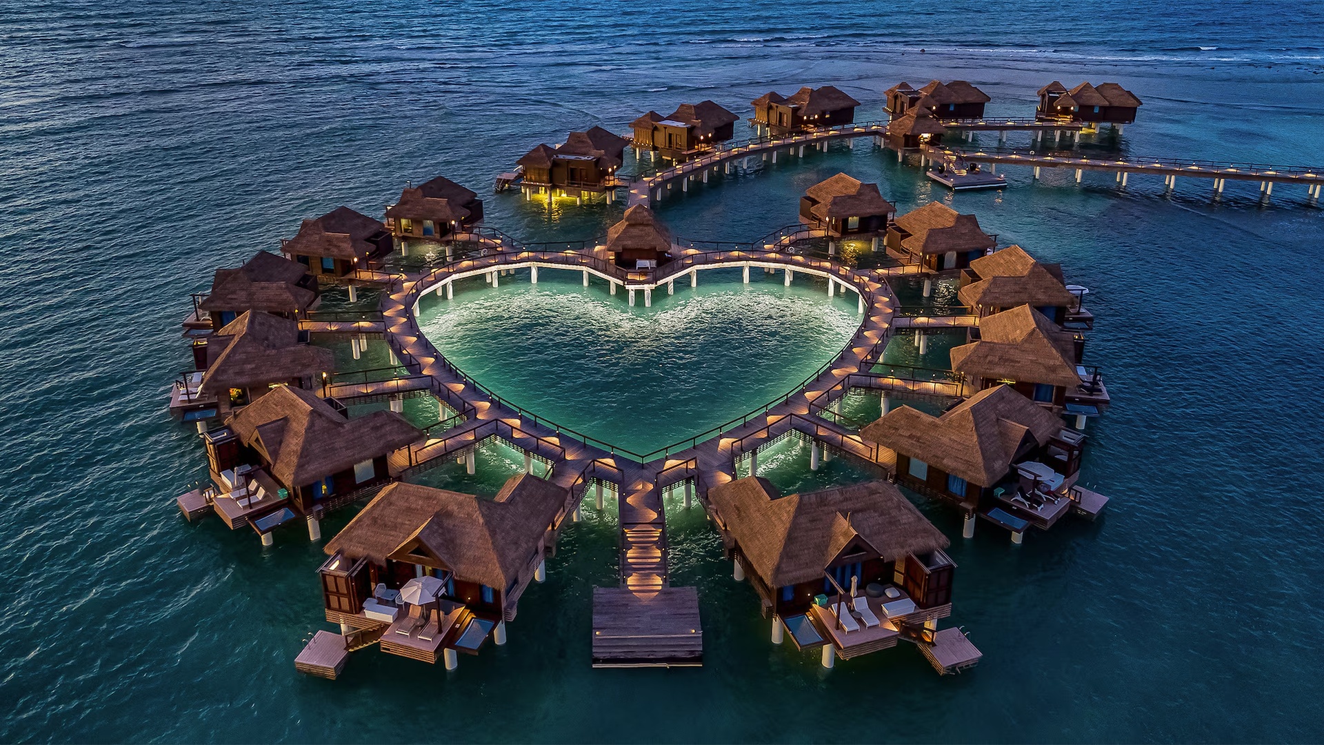 Night view at Sandals Royal Caribbean Resort