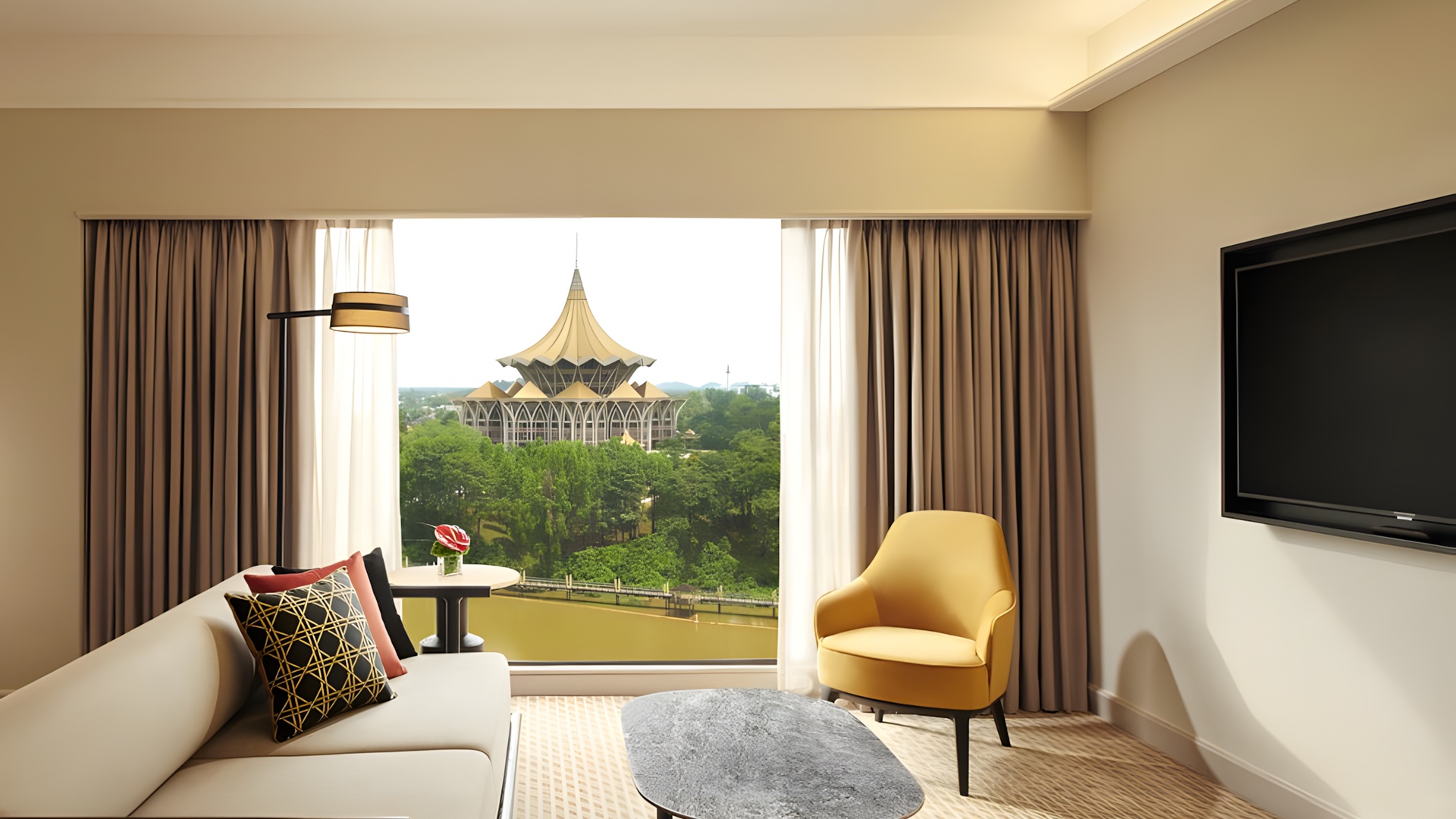 guest room at the Hilton Kuching hotel in Malaysia