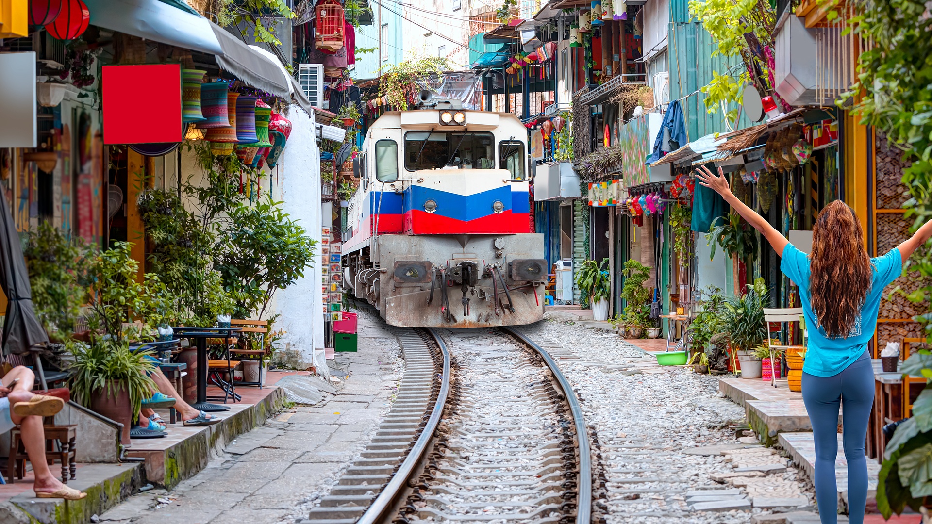famous Hanoi Train Street in Vietnam