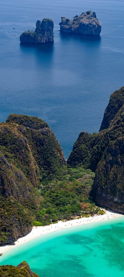 Aerial view of Phi Phi Islands in Thailand