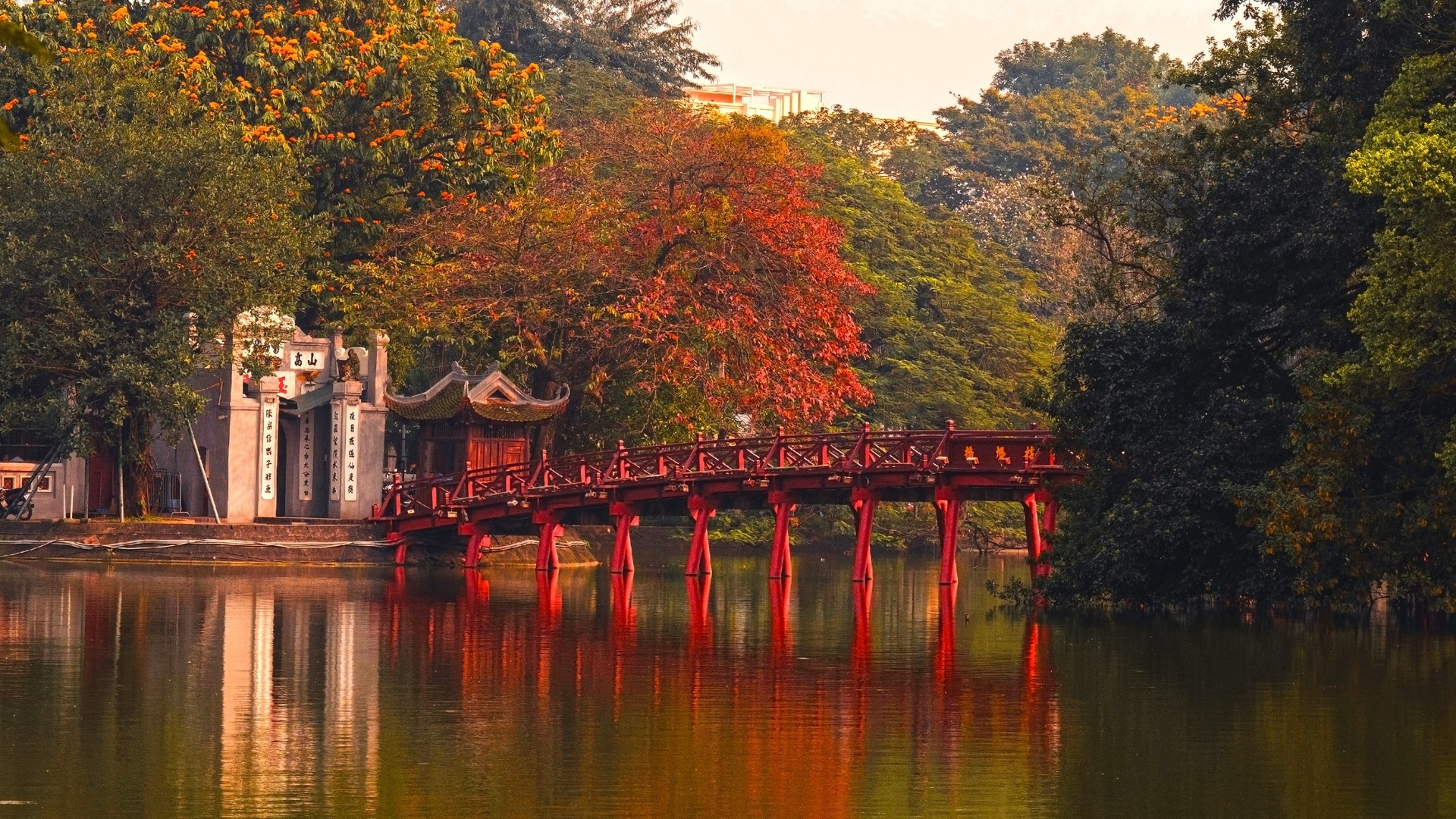Hoan Kiem Lake  in Hanoi, Vietnam.