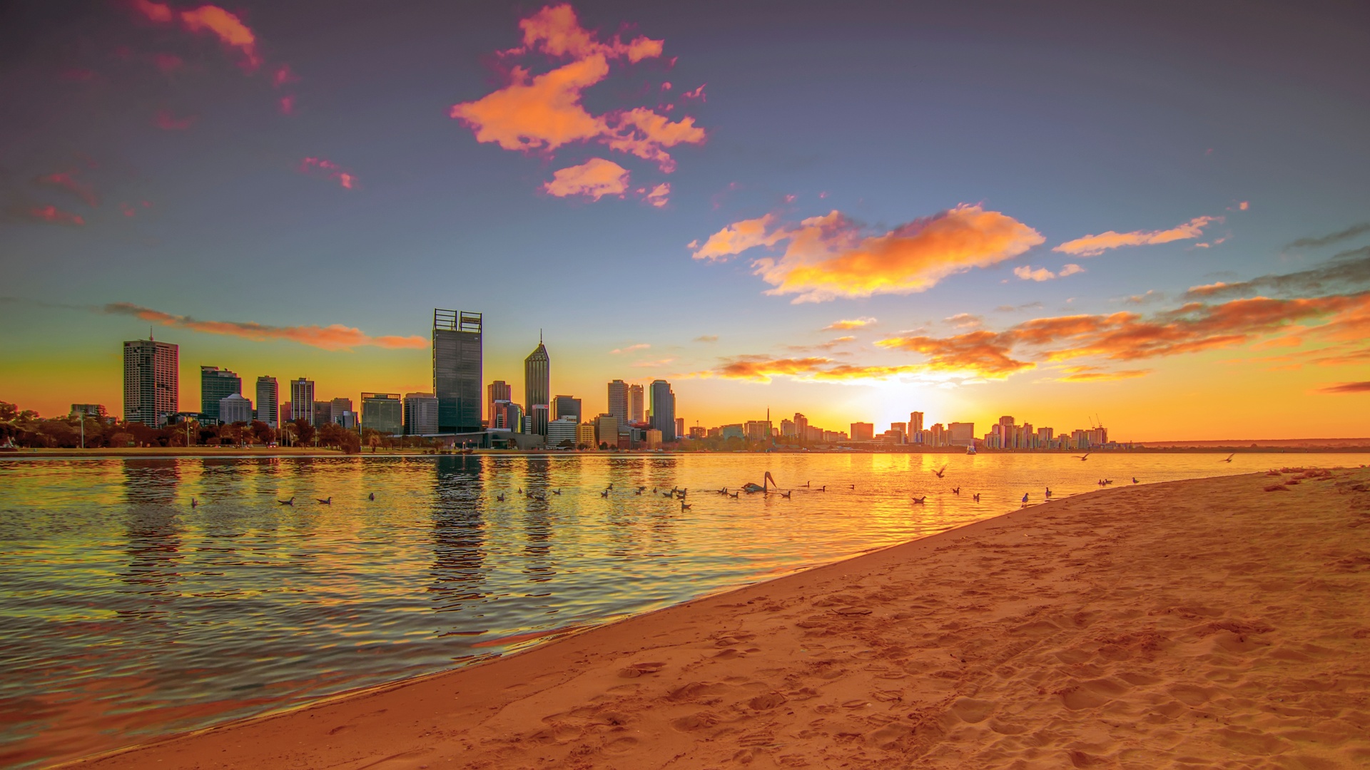 Sunset view of the Perth skyline