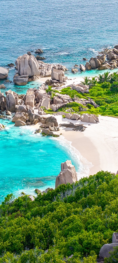 picturesque beach located on the southern tip of La Digue island in the Seychelles