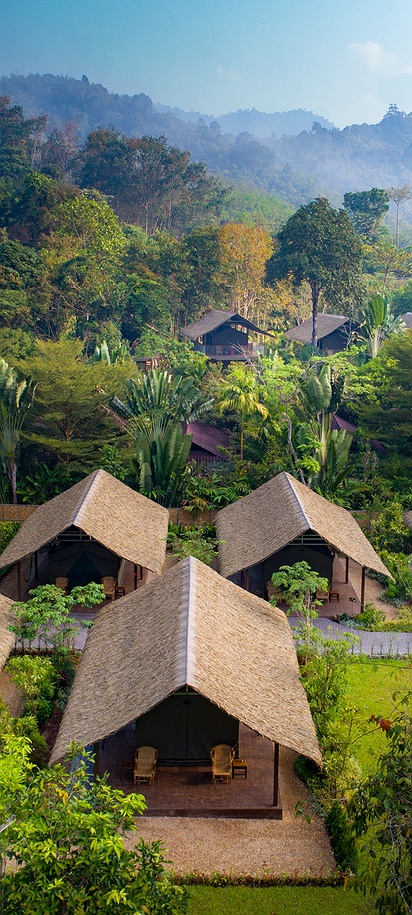 Aerial view of jungle resort in Thailand