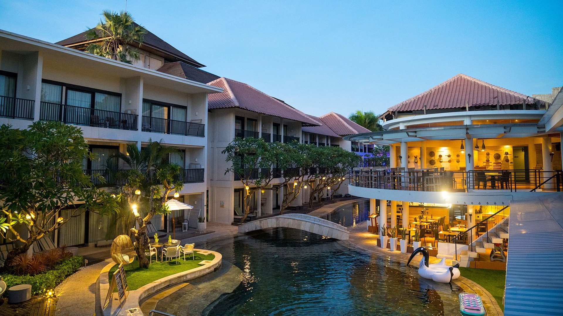 Away Bali Legian Camakila Resort full view at night