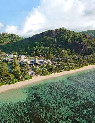 Aerial view of Kempinski Seychelles resort