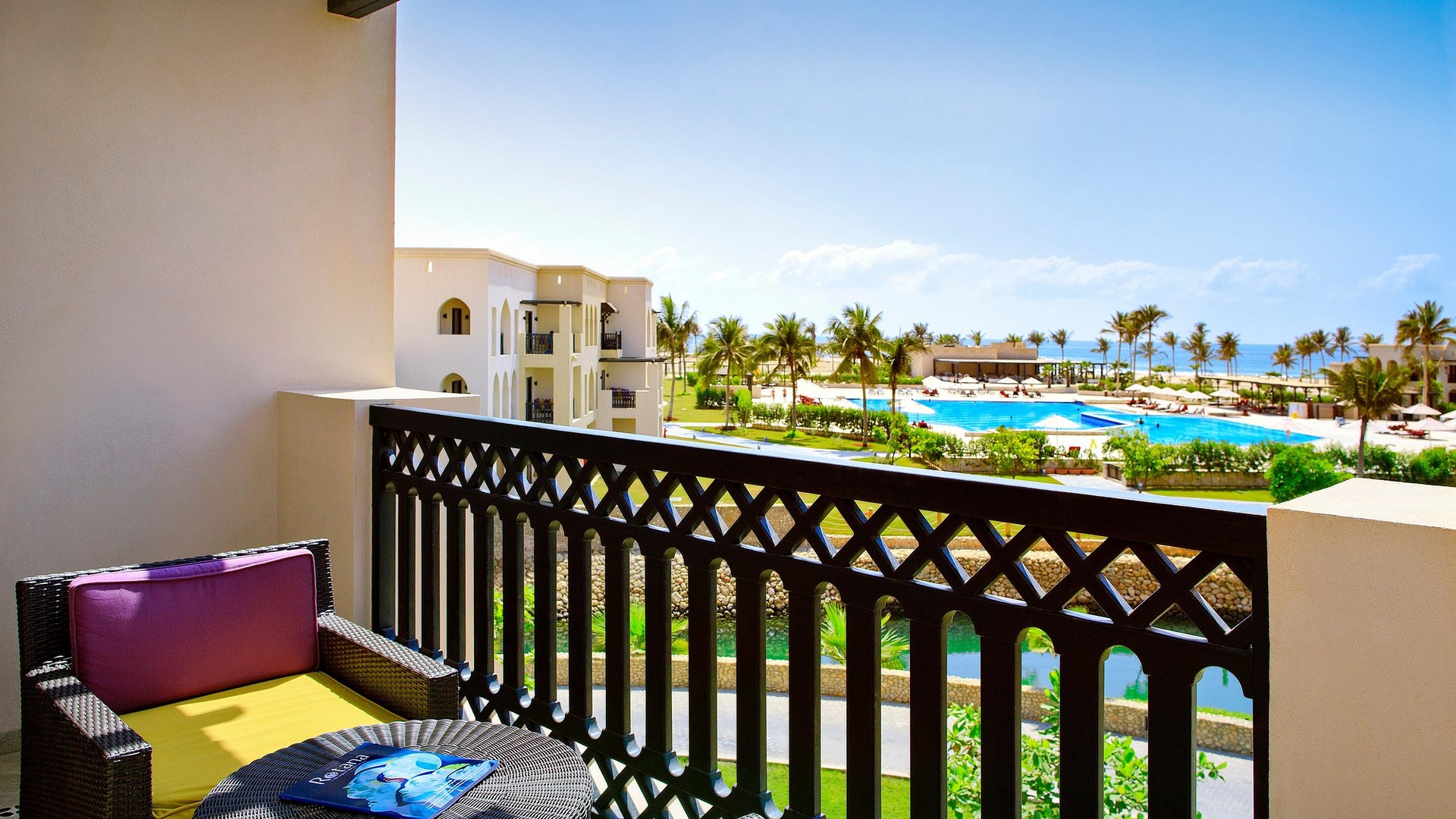 a balcony view at the Salalah Rotana Resort in Oman