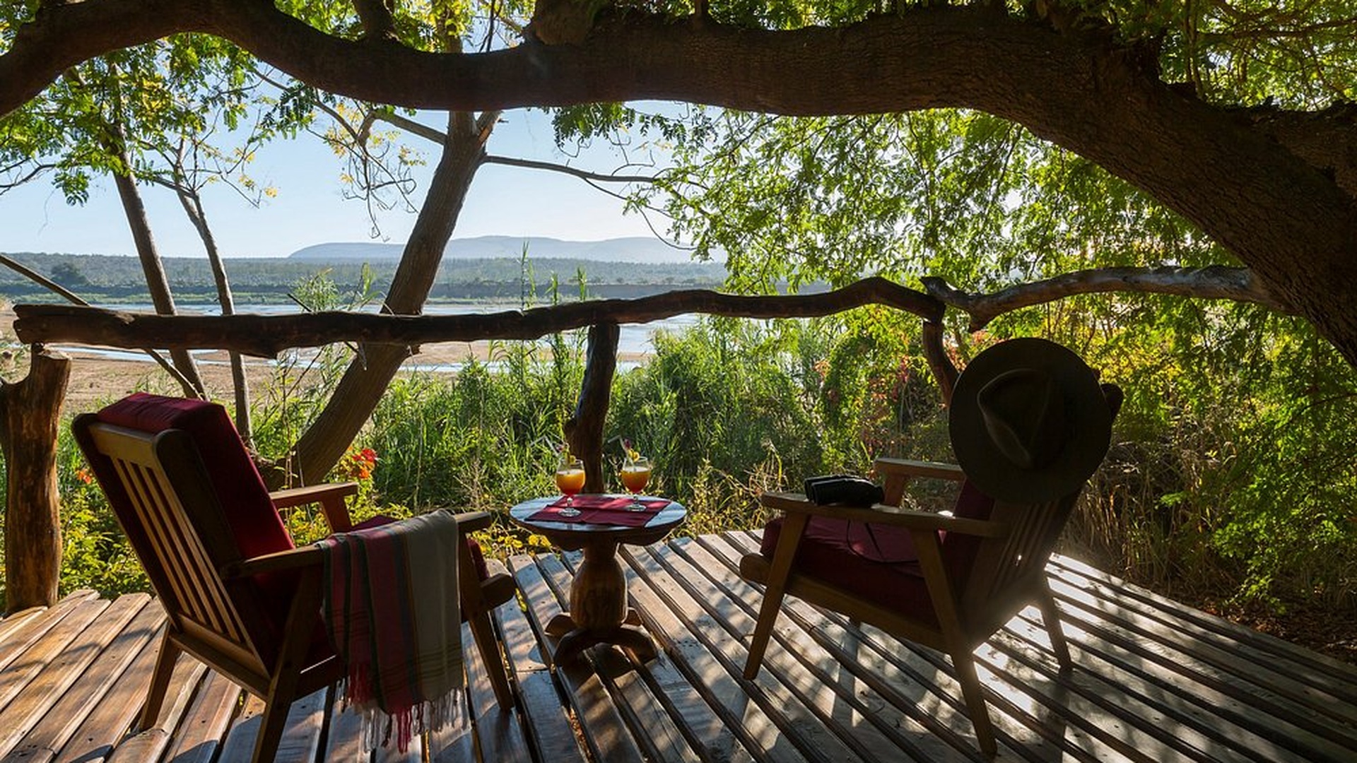 view from a luxury tent at the Mandrare River Camp in Southern Madagascar
