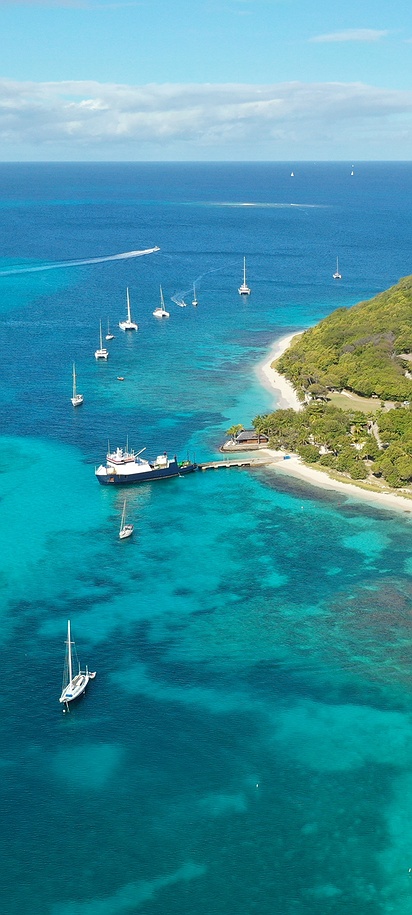 Petit St. Vincent, a private island resort located in the Grenadines island