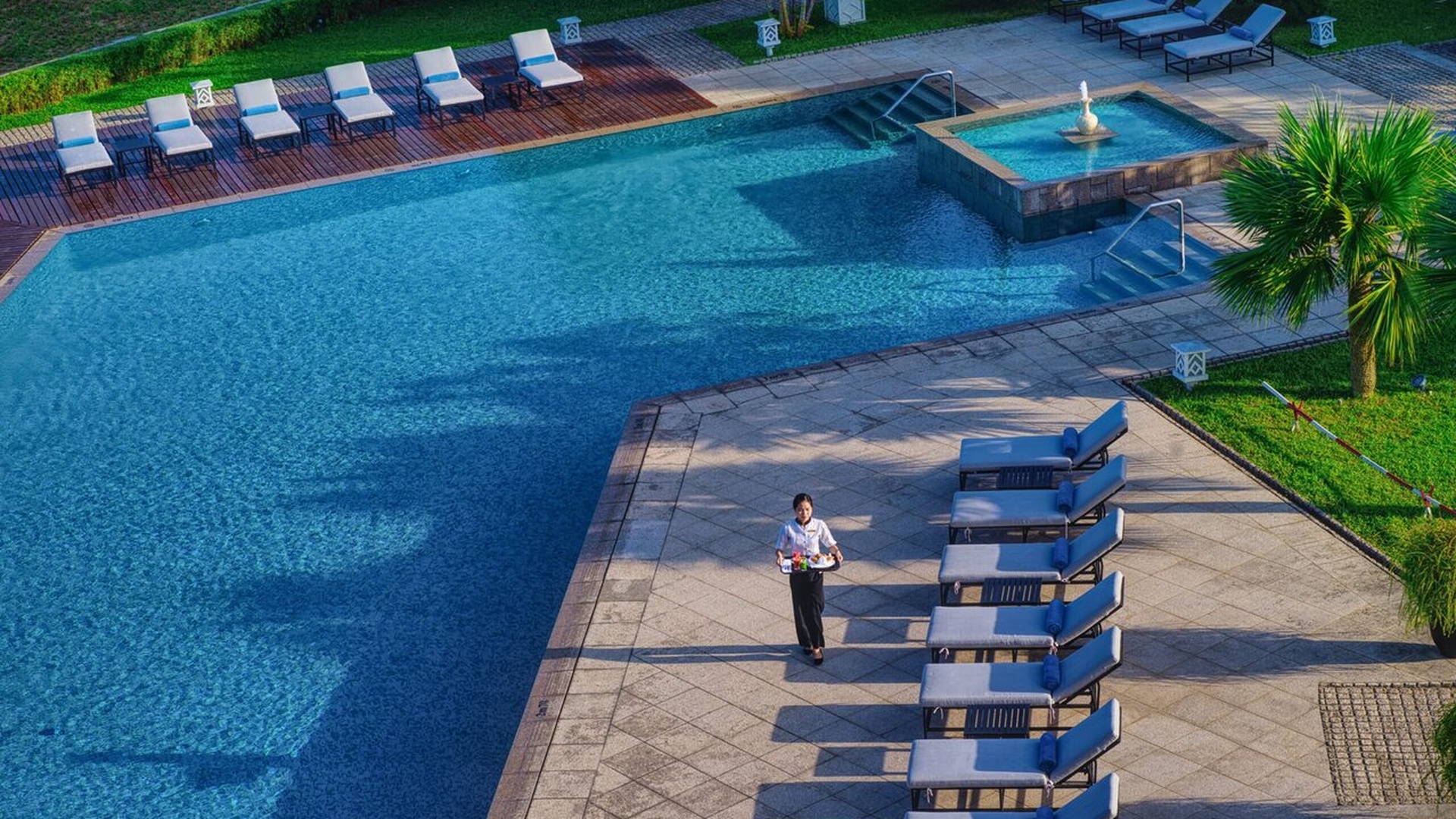 poolside area at the Azerai La Residence, Hue hotel in Vietnam
