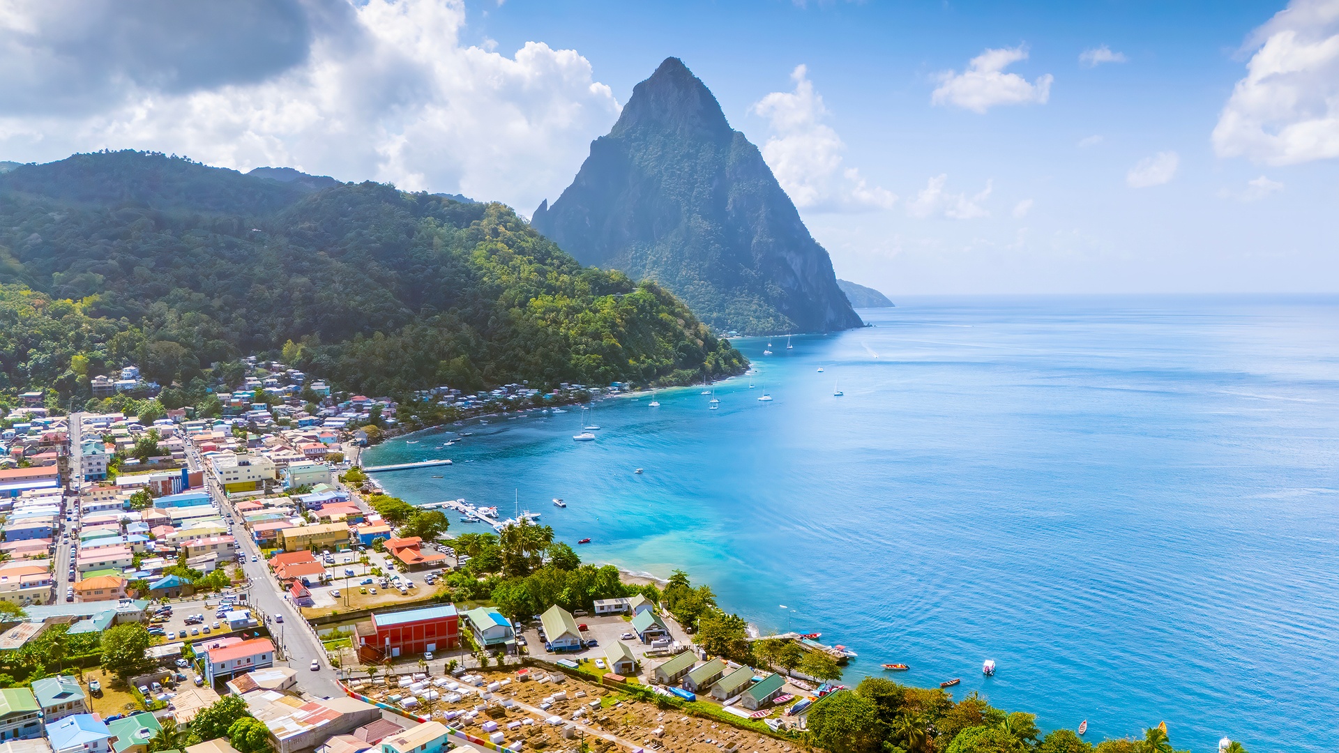 pair of volcanic spires in St. Lucia