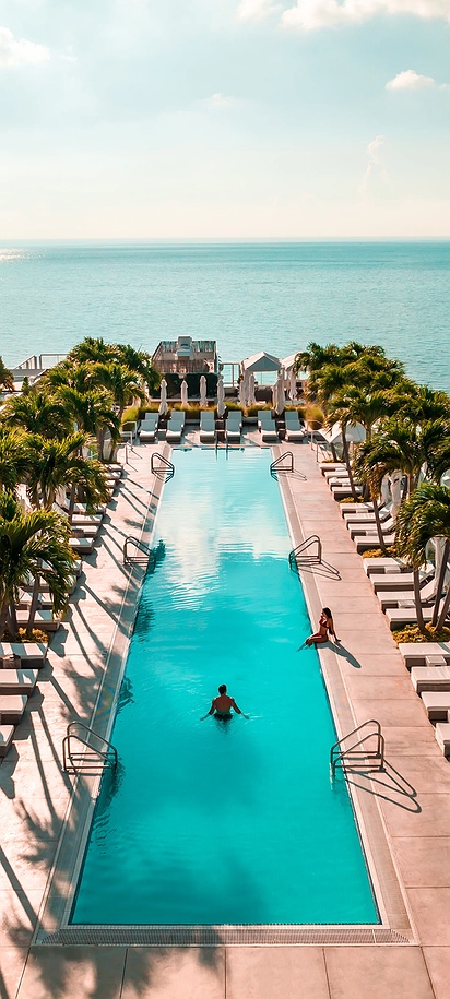 the rooftop pool at the 1 Hotel South Beach in Miami, Florida