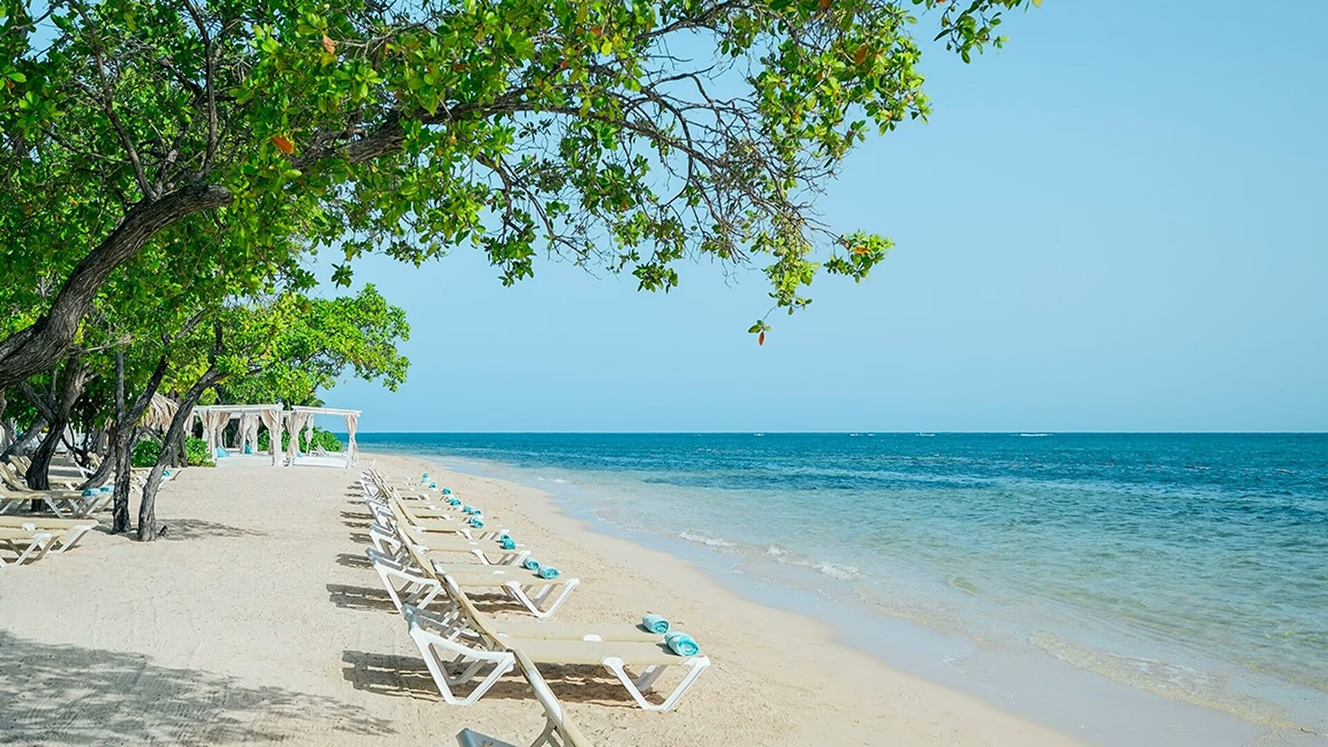the beachfront of the Iberostar Waves Rose Hall Beach resort in Montego Bay, Jamaica