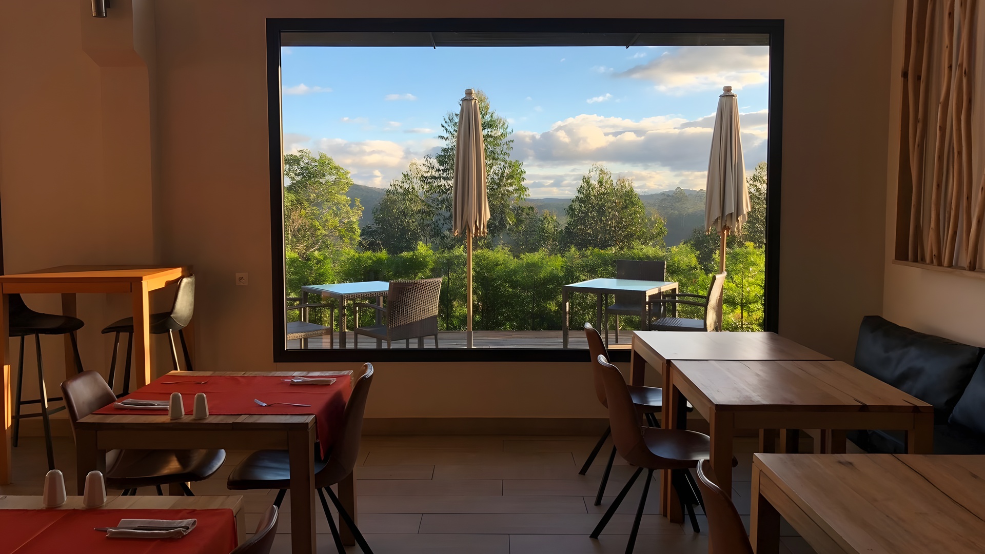 restaurant interior at Mantadia Lodge in Andasibe, Madagascar