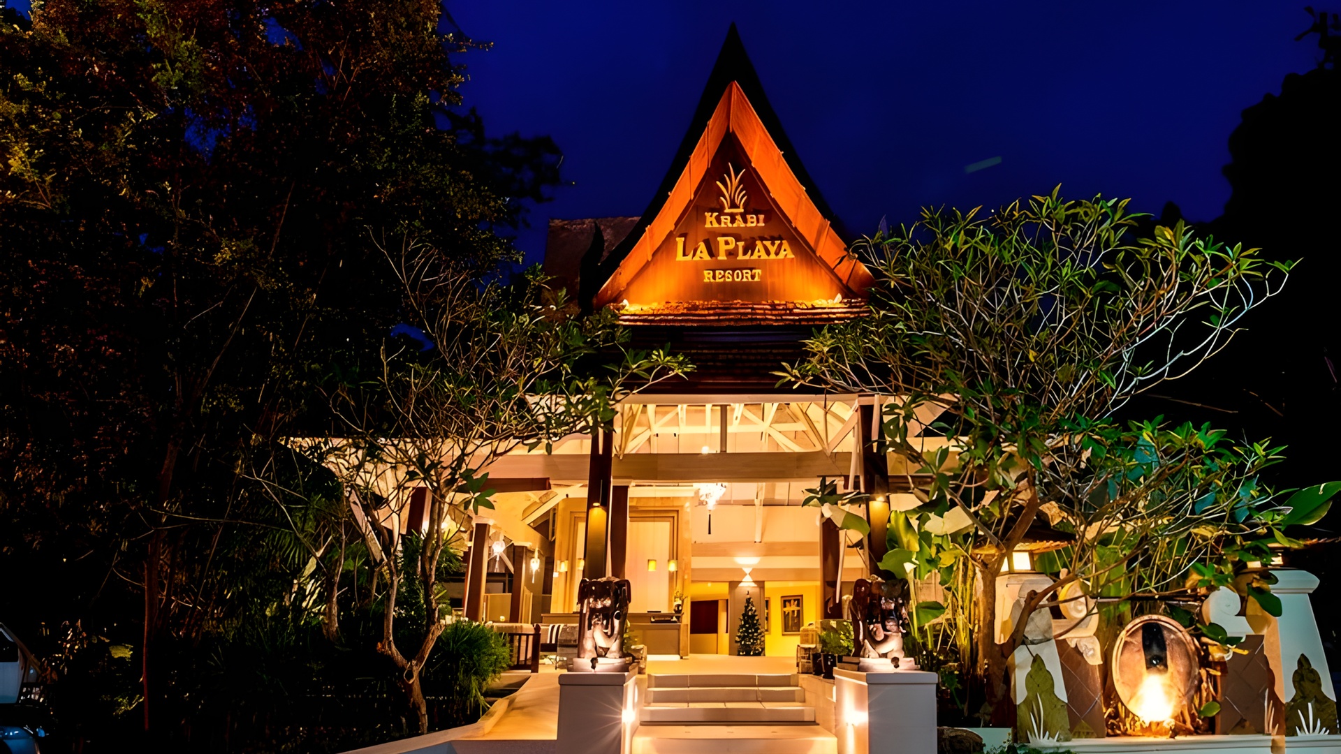 the entrance to the Krabi La Playa Resort in Thailand
