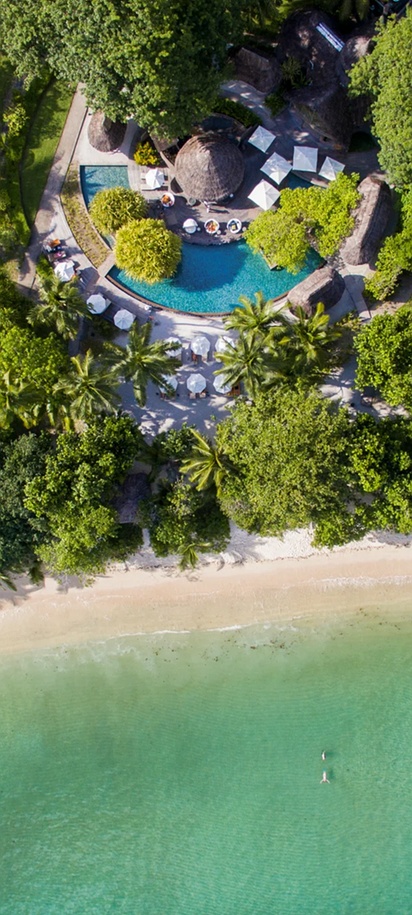 Constance Ephelia Mahe Seychelles aerial pool view