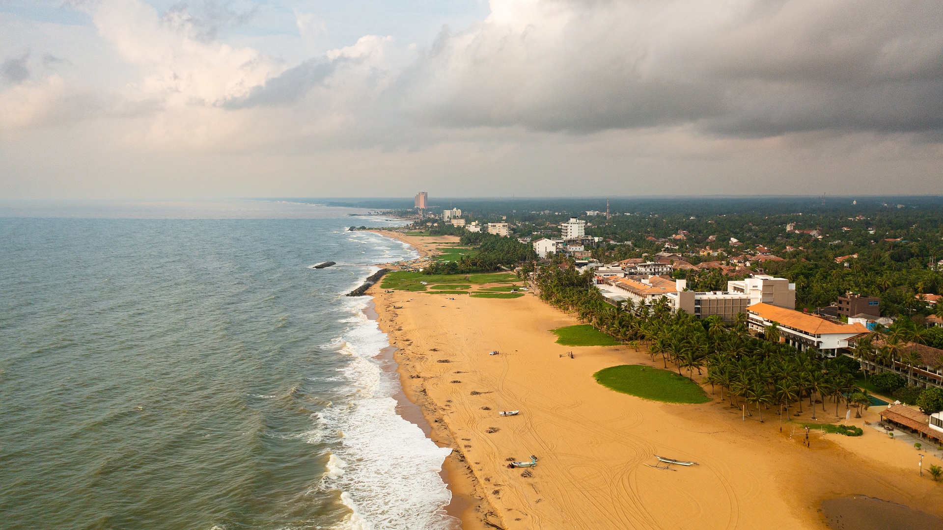 an aerial view of Negombo Beach in Sri Lanka
