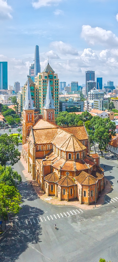 View of Notre Dame Cathedral in Ho Chi Minh City