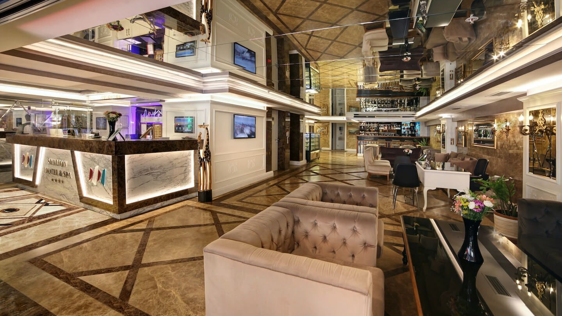 the lobby of the Skalion Hotel & Spa located in Istanbul, Turkey