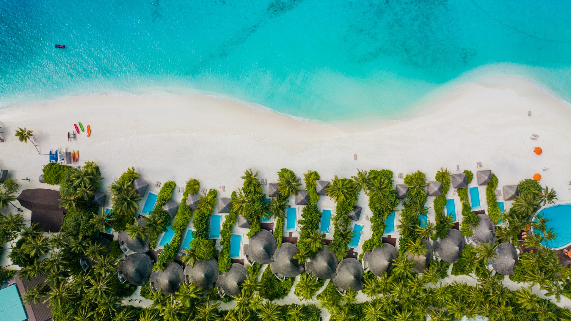 Aerial view of the Sun Siyam Vilu Reef, Maldives