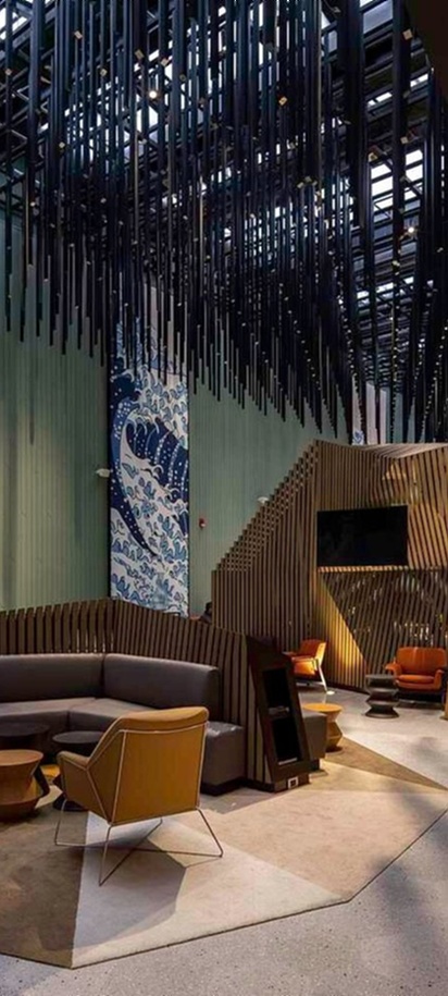 the lobby area of the Hilton Garden Inn Lima Miraflores hotel located in Lima, Peru