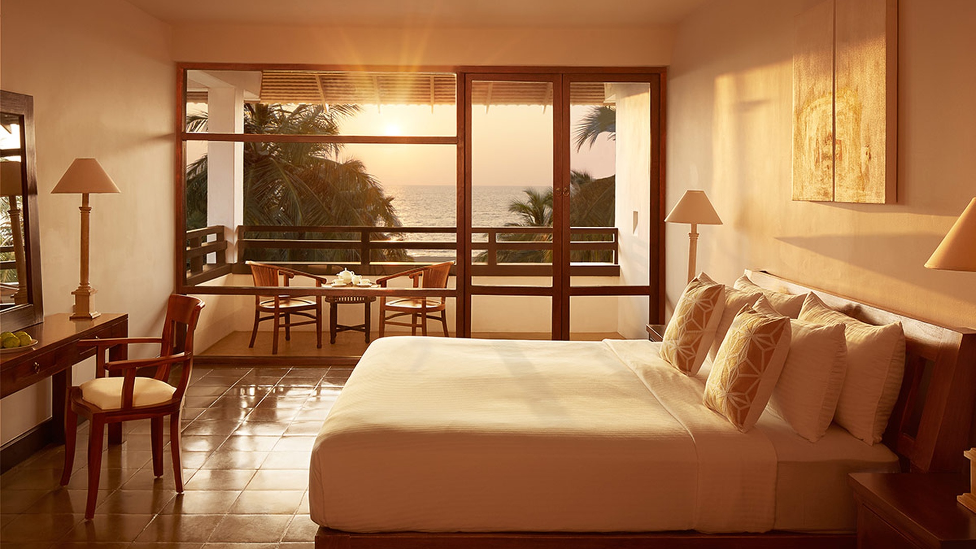 a luxury room at the Jetwing Beach hotel in Negombo, Sri Lanka