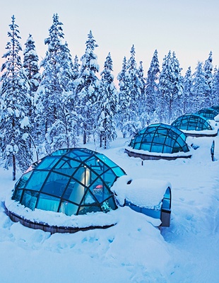 Kakslauttanen arctic resort east village northern lights in  winter