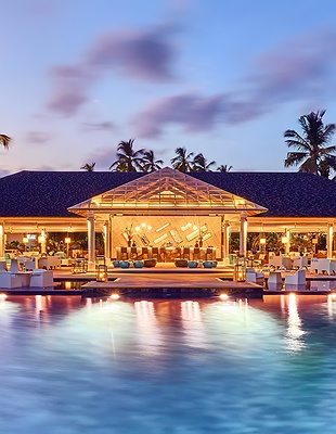 an aerial view of the NH Collection Maldives Havodda Resort