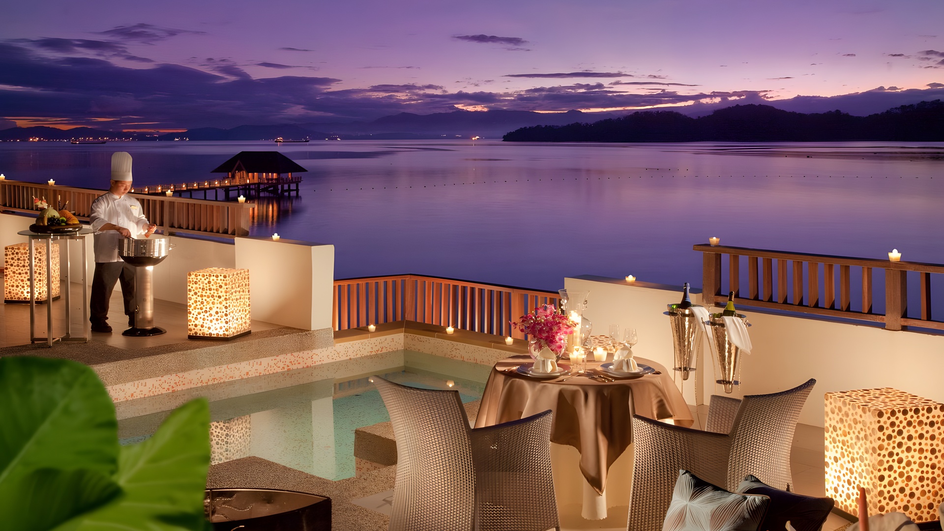 private dining at the Gaya Island Resort in Borneo, Malaysia