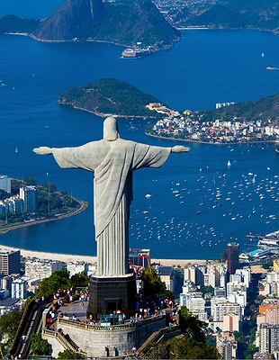 the iconic Christ the Redeemer statue located in Rio de Janeiro, Brazil