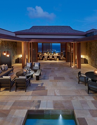 a scenic view of the Mandarin Oriental, Canouan resort located on the island of Canouan in St. Vincent and the Grenadines
