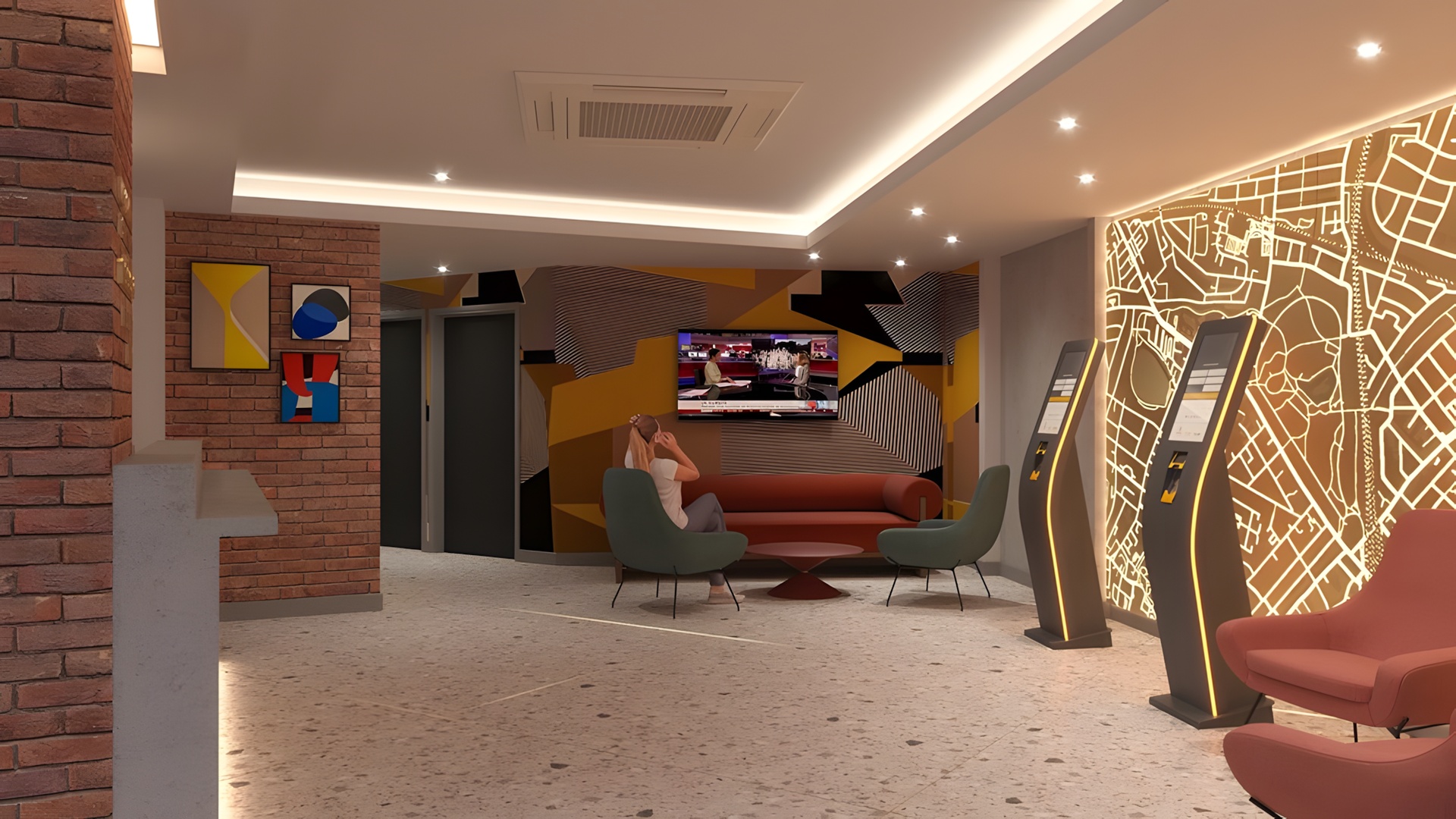 lobby of the Maldron Hotel Finsbury Park in Londo