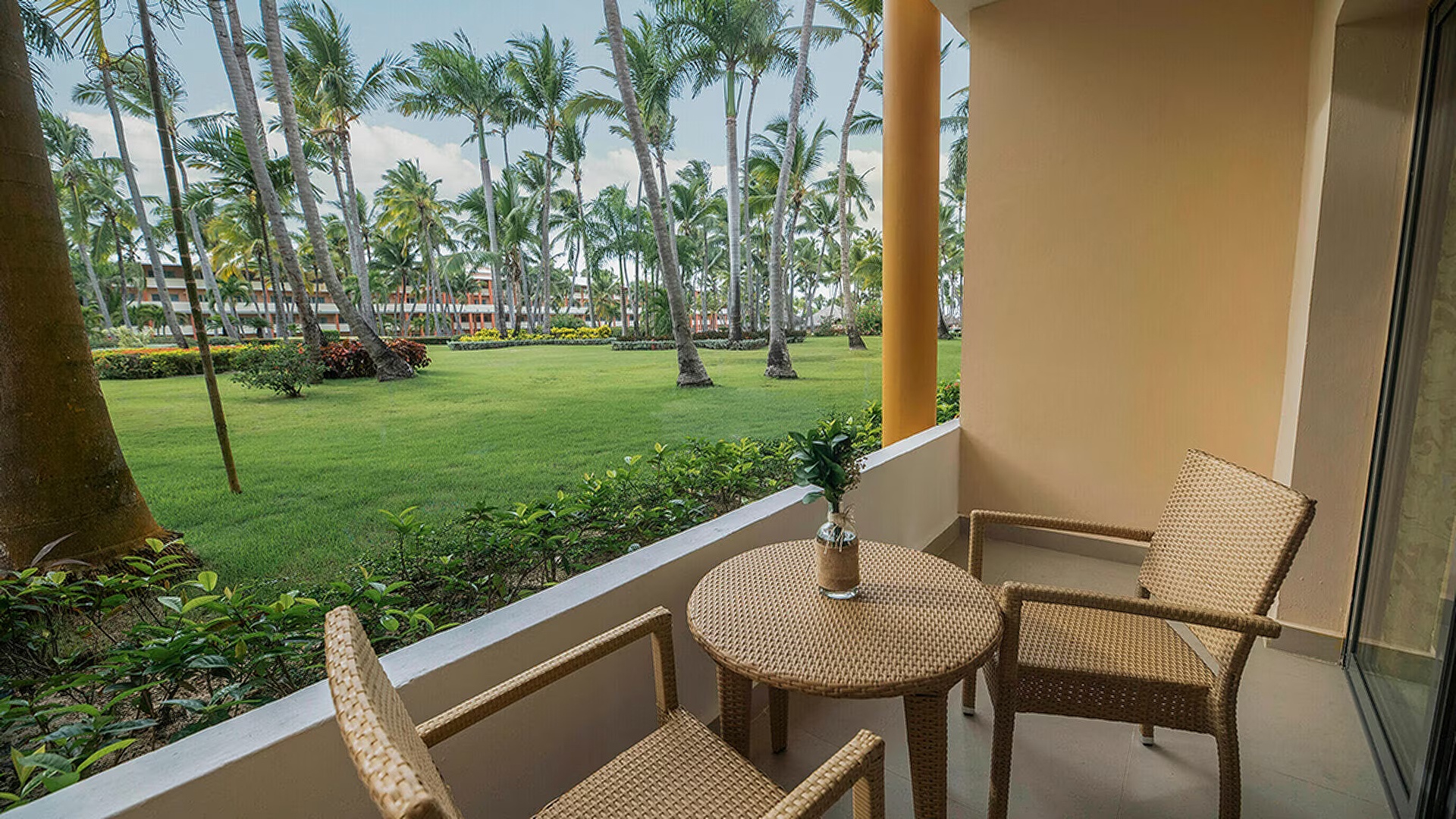 a garden view balcony at the Iberostar Waves Dominicana hotel in Punta Cana
