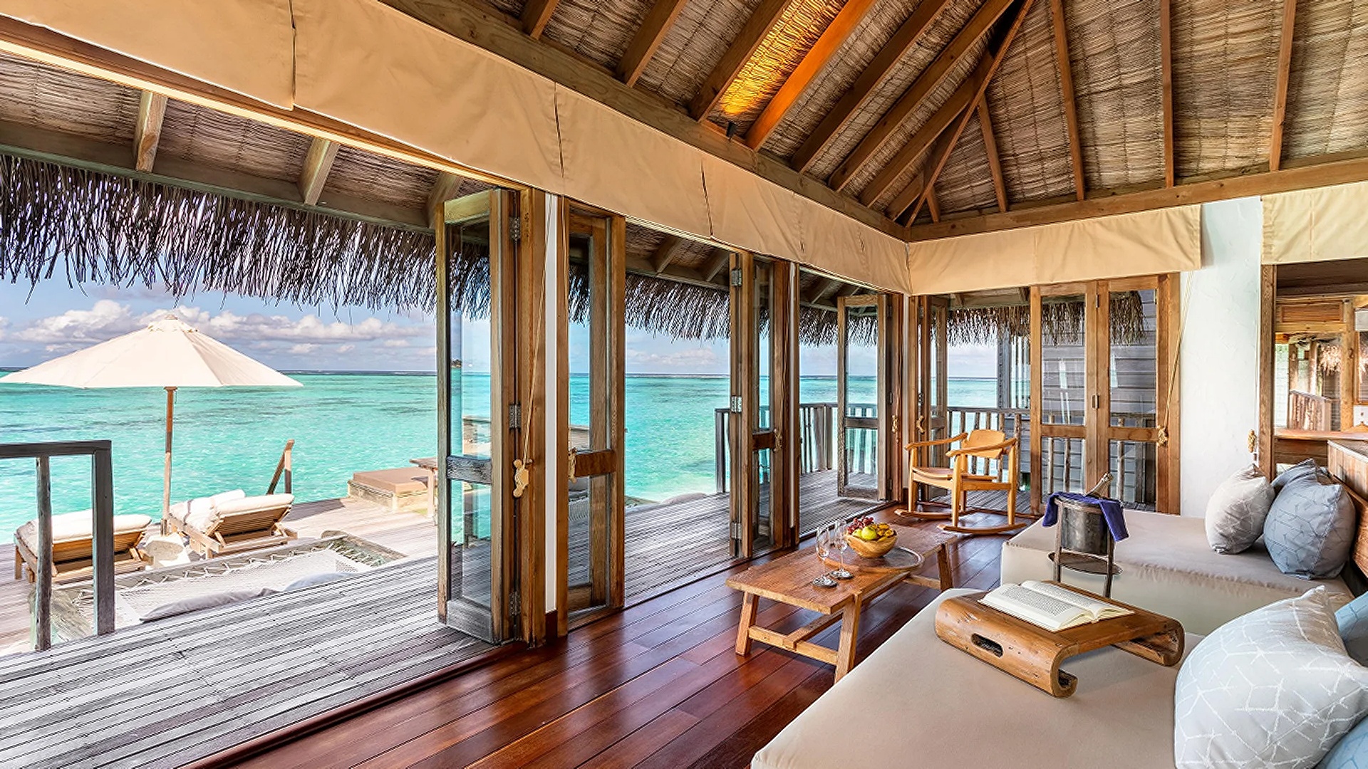 overwater villa  view at Gili Lankanfushi Maldives