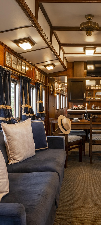 interior of a luxury vintage train