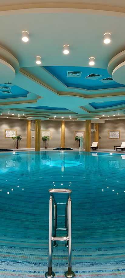 the indoor swimming pool area at the Royal Tulip Almaty hotel in Kazakhstan