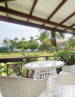 an aerial view of the Calabash Hotel in Grenada, located on the secluded L'Anse Aux Epines beach