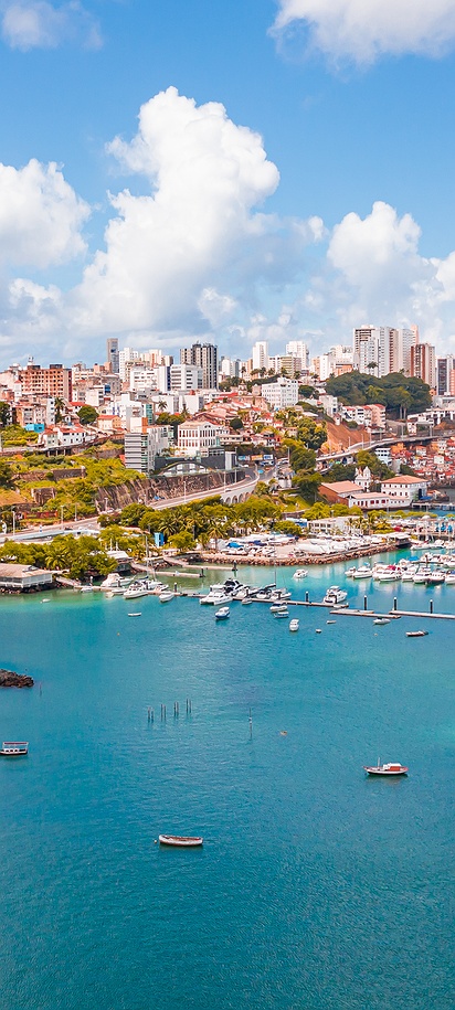 a scenic aerial view of the city of Salvador de Bahia, Brazil