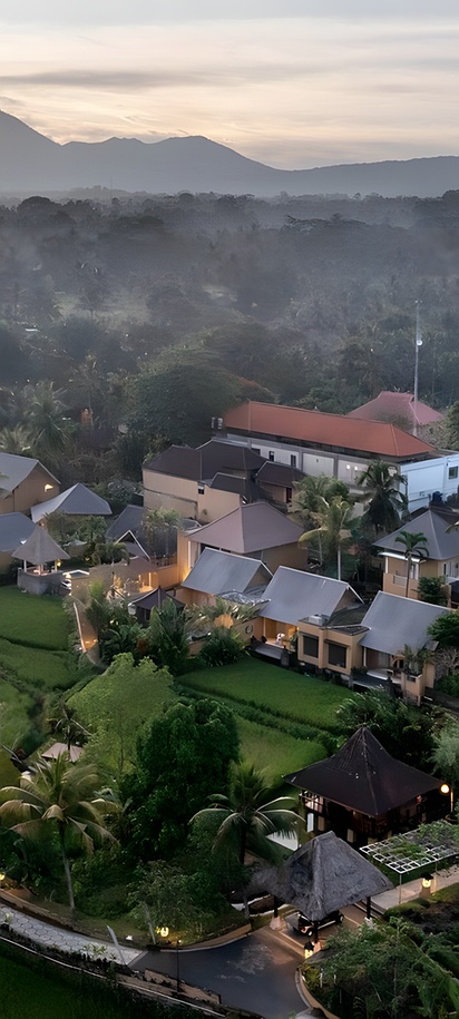 aerial view of the Wapa di Ume Ubud, a boutique resort located in Ubud, Bali, Indonesia