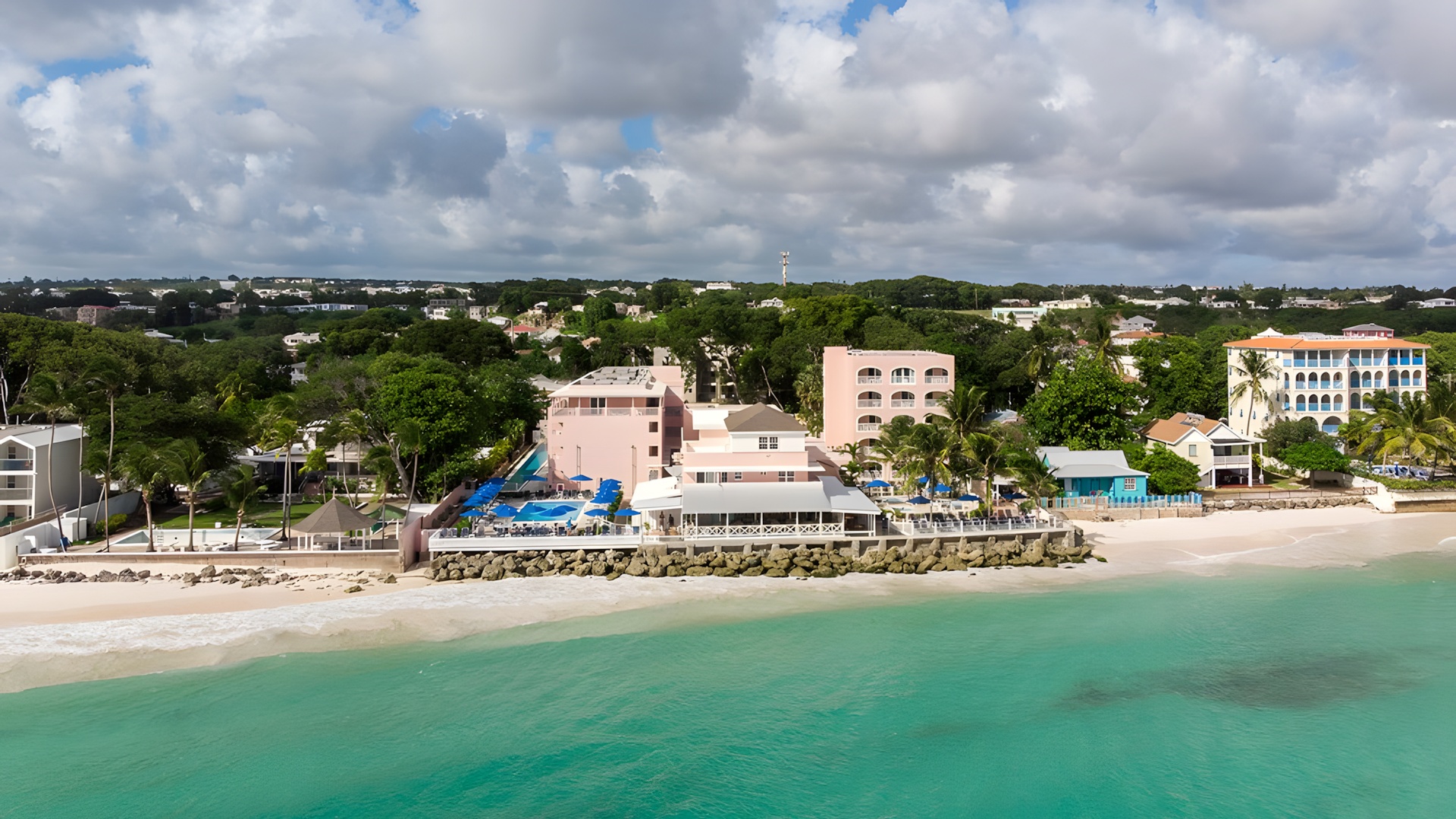 an aerial view of the Butterfly Beach Hotel located on the south coast of Barbados