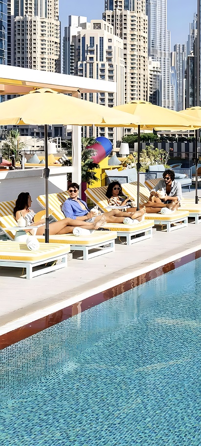the pool area at the Pullman Dubai Downtown hotel