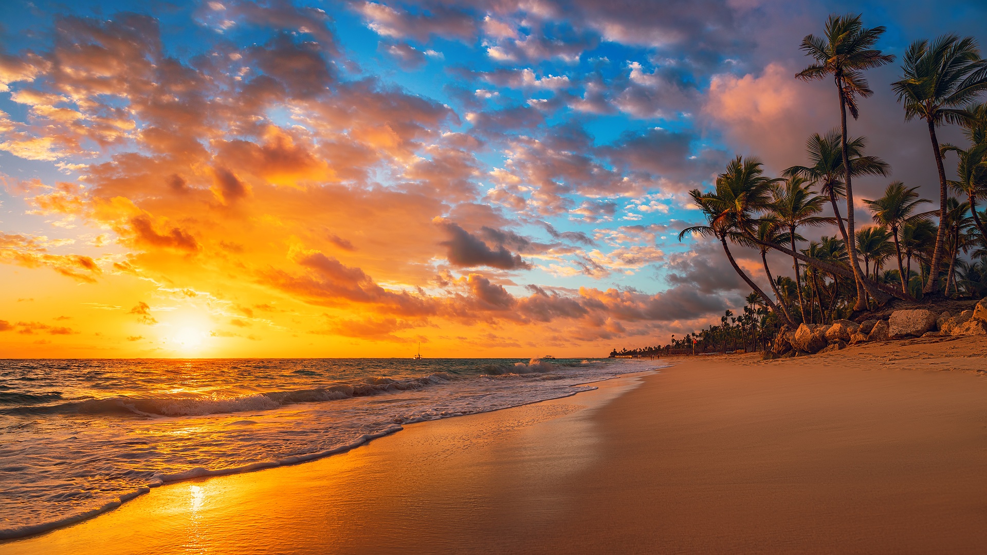 Beautiful sunset scene on a beach